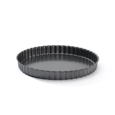 Afbeelding van De Buyer Ronde gekartelde taartvorm met rechte rand, losse basis, 24 cm, staal, zilver, 23,19 x 23,01 3,2 cm