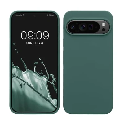 Afbeelding van kwmobile telefoonhoesje geschikt voor Google Pixel 9 Pro XL Hoesje met siliconen coating Smartphone case in dennengroen