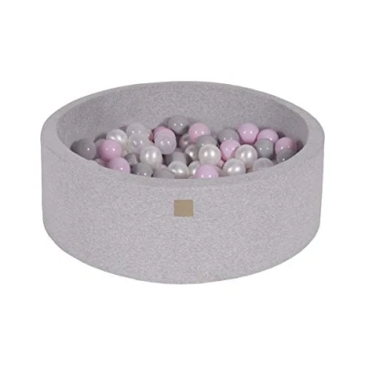 Afbeelding van Ronde Ballenbak set incl 200 ballen 90x30cm Licht Grijs Ballenbakje.nl Mint Wit