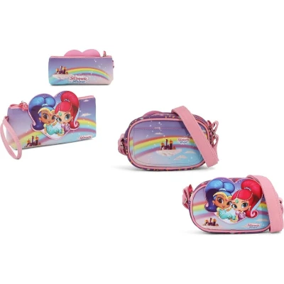Afbeelding van Nickelodeon Shimmer and Shine Schoudertas Tas Schooletui Pennenzak Cadeau set.