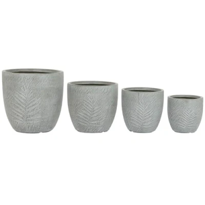 Afbeelding van Plantenbakkenset Home ESPRIT Lichtgrijs Glasvezel Magnesium 44 x 44,5 43 cm (4 Stuks)