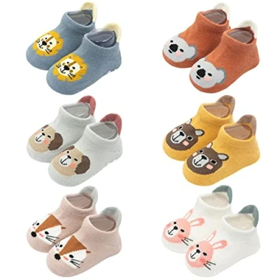 Afbeelding van FedMois 6 paar Baby kinderen sokken met anti slip grip sneaker onzichtbaar katoen, Mehrfarbig, 3 5 jaar