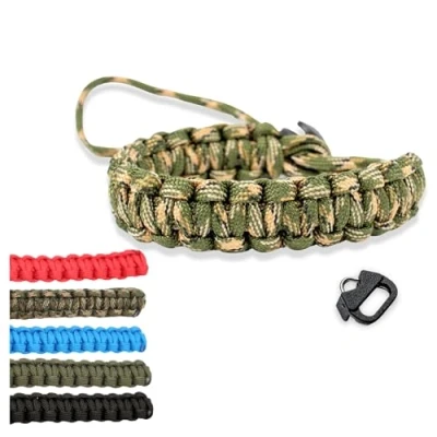 Afbeelding van LENS AID polsband voor camera: Paracord koord camerariem om de pols DSLR draagriem, camouflage, groen
