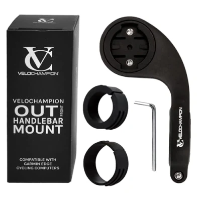 Afbeelding van VeloChampion GPS computerstuurhouder vooraan, compatibel met Garmin 130/530/540/820/830/840/1030/1040 en Edge Explore. Geschikt voor sturen tot 35 mm
