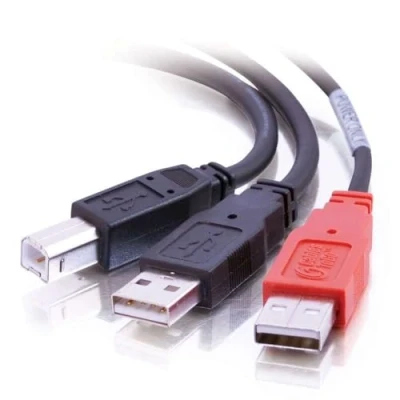 Afbeelding van C2G 2M USB B Man naar 2 x A Y kabel, 2.0 ideaal voor het voeden van harde schijven, zwart