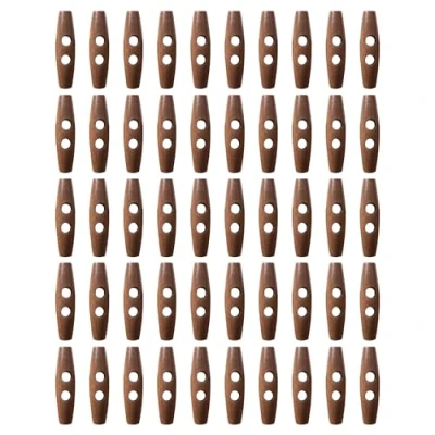 Afbeelding van 50 stuks gebreide knutselknopen, naaien van houten knopen, hoornknopen voor overhemden, decoratieve knopen kleding, ovale 2 gaats mantelknopen (bruin)