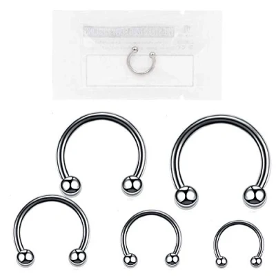 Afbeelding van Warrior Steriele Hoefijzer Septum Lip Helix Tragus Wenkbrauw Piercing Ring 316L Chirurgisch Staal 16G (1.2mm) met 3mm Ball Body Sieraden PYS 001(14)