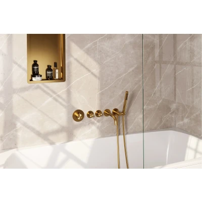 Afbeelding van Brauer Gold Edition Badkraan Inbouw douchegarnituur 20cm uitloop inbouwdeel 3 gladde knoppen handdouche staaf 1 stand PVD geborsteld