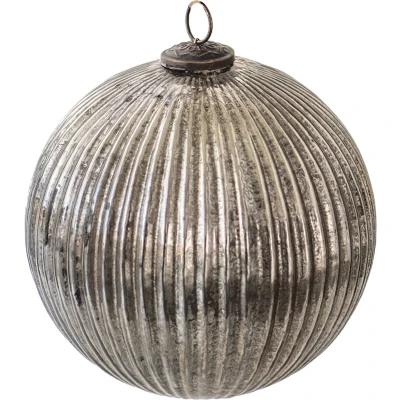 Afbeelding van Clayre &amp; Eef Kerstbal XL Ø 20 cm Zilverkleurig Glas Kerstdecoratie