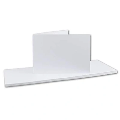 Afbeelding van FarbenFroh door Gustav Neuser®, vouwkaarten, A6, lange dubbele kaarten, hoogwit, 10,5 x 14,8 cm, blanco, dwars 50 stuks