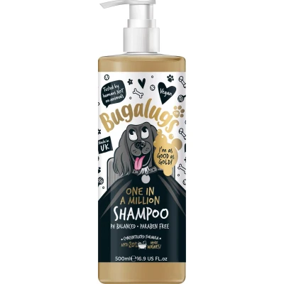 Afbeelding van Bugalugs Hondenshampoo One in a Million Alle vachttypes Fles met pompje Vegan 500 ml