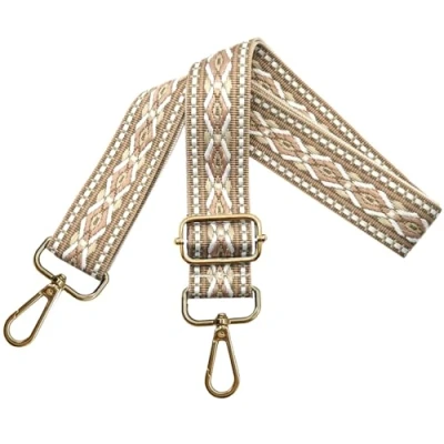 Afbeelding van Verstelbare schouderriem voor dames, draagriem, tassenriem om te wisselen, tasriem breed 3,8 cm met gouden karabijnhaak, schoudertas, handtassen, wit, kaki, N21