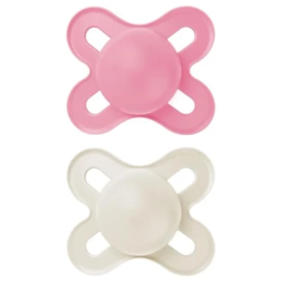 Afbeelding van MAM Start Pure fopspeen 0 2 maanden (set van 2), babyfopspeen gemaakt duurzaam en biologisch hernieuwbaar materiaal, SkinSoft siliconen speen, met speenkoffer, roze/crème