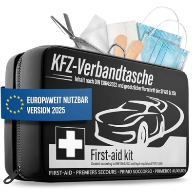 Afbeelding van Auto verbanddoos 2024 [Europees geldig] &amp; getest (voldoet aan de verkeersregeling) EHBO set verbandtas, DIN 13164 gecertificeerd autoverbanddoos, koffer