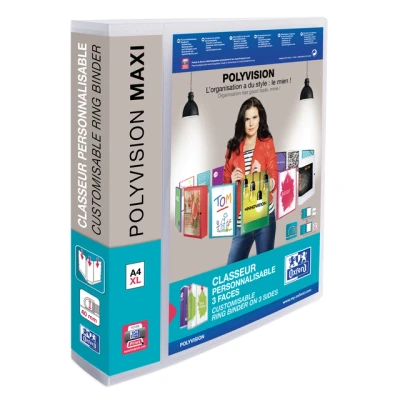 Afbeelding van Presentatieringband Oxford Polyvision Maxi A4 XL 4 rings D mech 40mm transparant