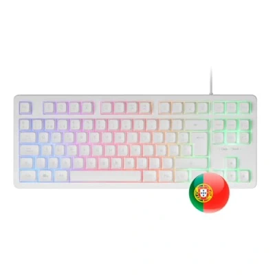 Afbeelding van Mars Gaming MK023, Keyboard TKL, Hybride H Mech Technologie, FRGB Regenboogverlichting, Anti ghosting, Universele Compatibiliteit, Wit, Portugees Taal