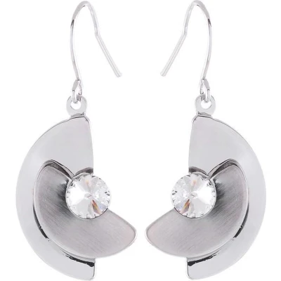 Afbeelding van Behave Oorbel hanger blinkend mat zilverkleur 25mm lengte, met swarovski elements