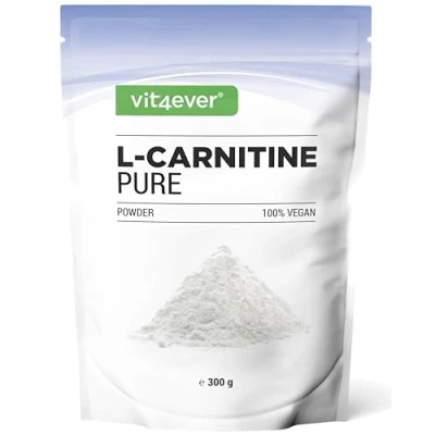Afbeelding van L carnitine Pure 300 g zuiver poeder zonder toevoegingen 100% tartraat 100 porties met 3000 mg carnitinepoeder laboratoriumgetest veganistisch hoge dosering premium kwaliteit