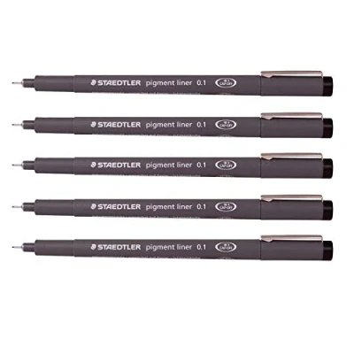 Afbeelding van Staedtler Pigment Liner Fineliner, 0,1 mm, voor schrijven, tekenen en schetsen, 5 stuks