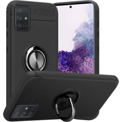 Afbeelding van Cadorabo Hoesje geschikt voor Samsung Galaxy A71 5G in ZWART GRIJS Beschermhoes met focusring van TPU Case Cover siliconen