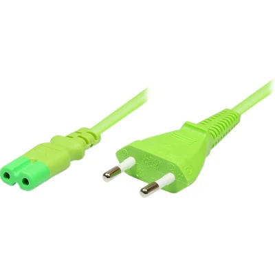 Afbeelding van Stroomkabel met rechte C7 plug en stekker 2x 0,75mm / groen 1,8 meter