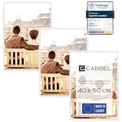 Afbeelding van CABBEL Set van 3 fotolijsten 40x50 cm MDF houten lijst in wit met onbreekbaar plexiglas/modern