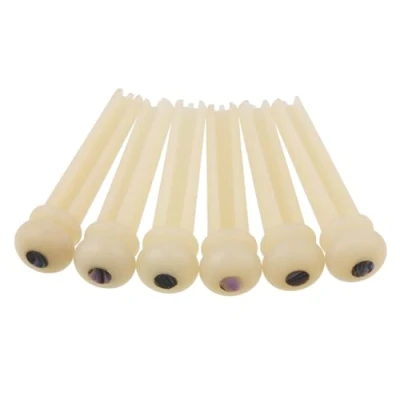 Afbeelding van LYWSMSK 6 stks ongebleekte Akoestische Gitaar Bone Bridge Pins w/Pearl Shell Dot, Standaard Grootte, 3 Taper