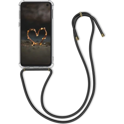 Afbeelding van kwmobile telefoonhoesje geschikt voor Samsung Galaxy S10e Hoesje met telefoonkoord Back cover in transparant / zwart