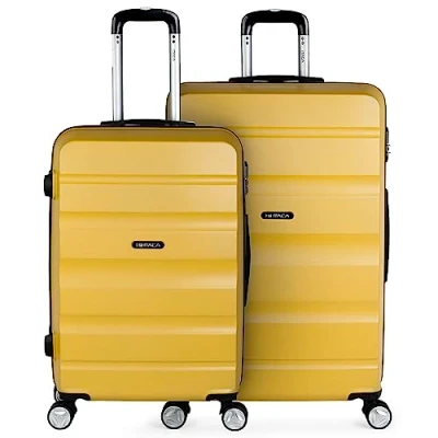 Afbeelding van ITACA Middelgrote Koffer. Medium Trolley Reiskoffer van ITACA. Lichtgewicht ABS Harde Schaal 4 Wielen Cijferslot T71660, Mosterd