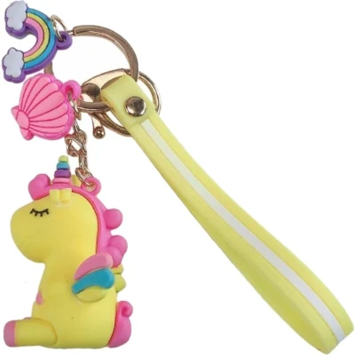 Afbeelding van Fako Bijoux® Sleutelhanger Eenhoorn / Unicorn Siliconen Geel