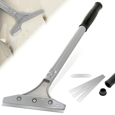Afbeelding van BLOSTM 5&quot; Behangschraper Heavy Duty schraper met lange handgreep 5 inch mes &amp; zachte grip voor behang, vinylvloeren, tegels, verf 3 reservebladen
