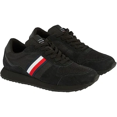 Afbeelding van Tommy Hilfiger Zwart Runner Evo Mix Sneakers Met Suede Details