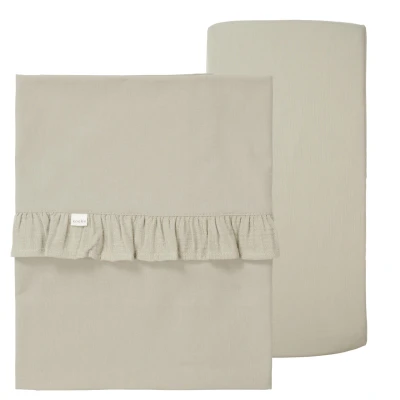 Afbeelding van Koeka Set Laken Wieg + Hoeslaken Ruffle Faro Sage