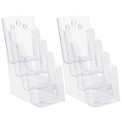Afbeelding van Belle Vous Doorzichtig Acryl Plastic Brochure Houder (2 Pak) 4 Laags Balie/Bureau &amp; Muur Montage Portret Display Standaard Literatuur Folder, Brochure, Menu, Flyer, Magazine en Pamflet Houders