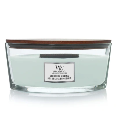 Afbeelding van WoodWick Geurkaars Ellipse Sagewood &amp; Seagrass 9 cm / 19