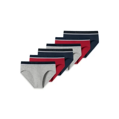 Afbeelding van Schiesser 6 PACK Slip, Heren, Maat: XL, Grau rot blau