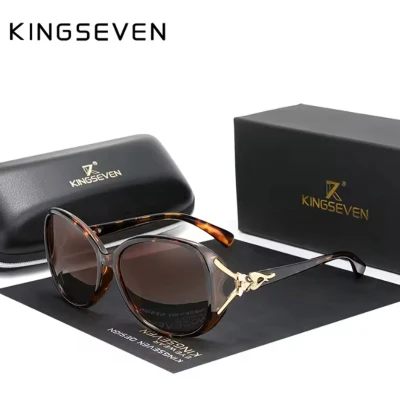 Afbeelding van KINGSEVEN Zonnebril 7842 Luipaard Bruin Dames Gepolariseerd UV400 Vlinder