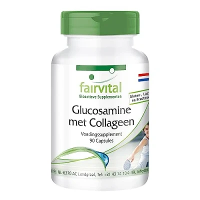 Afbeelding van Fairvital Glucosamine capsules met collageen HOOG GEDOSEERD voedingssupplement 90