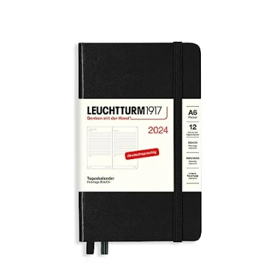Afbeelding van LEUCHTTURM1917 367592 Dagkalender Pocket (A6) 2024, zwart, Duits, 12 maanden