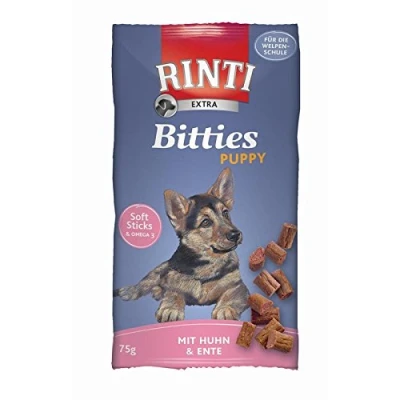 Afbeelding van 2x75g Extra Puppy Bitties Kip &amp; Rund Eend RINTI Hondensnacks