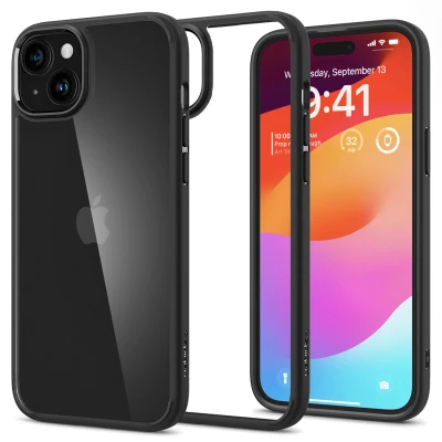 Afbeelding van Spigen Ultra Hybrid Apple iPhone 15 Back Cover Transparant met Zwarte Rand