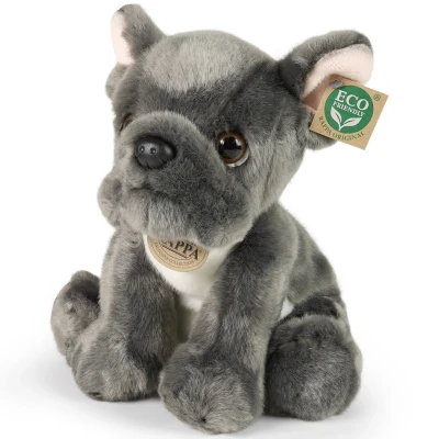 Afbeelding van Rappa ECO knuffel French Bulldog 26 cm realistische hond van recyclede PET flessen grijs