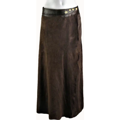Afbeelding van Doenya maxi omslagrok suede Elegance (bruin)
