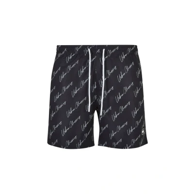 Afbeelding van Urban Classics Pattern Zwemshorts, Heren, Maat: 5XL, Blackscriptlogo