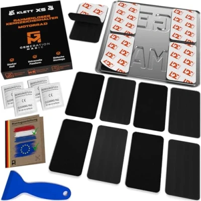 Afbeelding van GENMAG® 1x Klittenband Kentekenplaathouder Motor Scooter Brommer [Extra Sterk &amp; Universeel] Nummerplaathouder Onzichtbare (Motor Voor kenteken)
