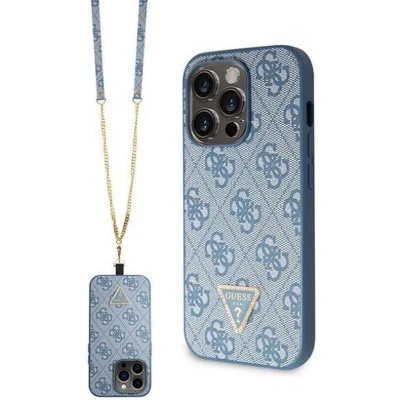 Afbeelding van Guess 4G Triangle Crossbody Back Case Geschikt voor Apple iPhone 14 Pro (6.1&quot;) Blauw