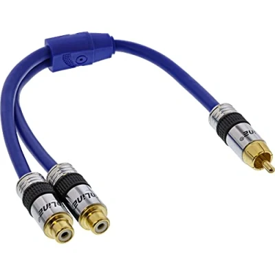 Afbeelding van InLine® Tulp Y kabel, PREMIUM, 1x M naar 2x jack, 25cm