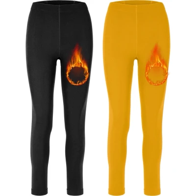 Afbeelding van Merry Style Dames Thermische Legging Vrijetijdsbroek Lang Sporbroek Skibroek Mosterd 2 Pack MS ATX 441 Leg 2B Zwart/Mosterd 3XL 4XL