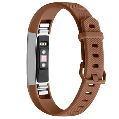 Afbeelding van FitBit Alta HR siliconen bandje met gesp Maat: Large Coffee