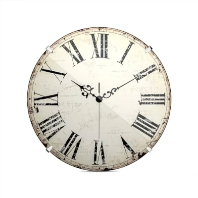 Afbeelding van Mebus Vintage wandklok met Romeinse cijfers, zonder tikkende geluiden dankzij nauwkeurig kwartsuurwerk, afdekking van koepelglas, diameter: 35 cm groot, antiek